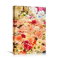 Canvas Wall Art Pink Petals Colorful Farmhouse/Country Floral Multicolor Patterns Photography - 12x18 inches