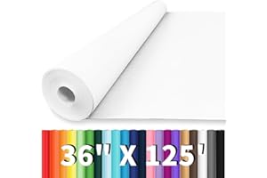 Vanhench 36"x1500"(125') White Wrapping Paper, Bulletin Board Paper, White Easel Painting Drawing Paper Roll Kids Art Supplies, Chart Poster Paper for Floor Covering Arts Crafts Gift Wrapping 80GSM