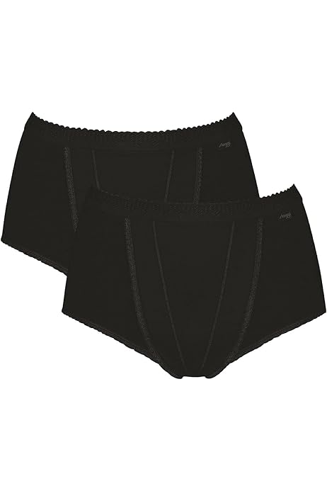 Sloggi 2 Pack Control Maxi High Waisted Cotton Underwear for Women or Lady  - White Cheeky Ladies Panties or Briefs Knickers Pants at Amazon Women's  Clothing store