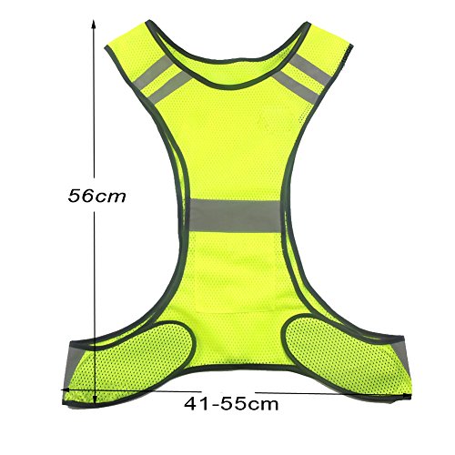 Ueasy High Visibility Running Cycling Safety Vest Reflective Vest With Reflective Stripes (Yellow)