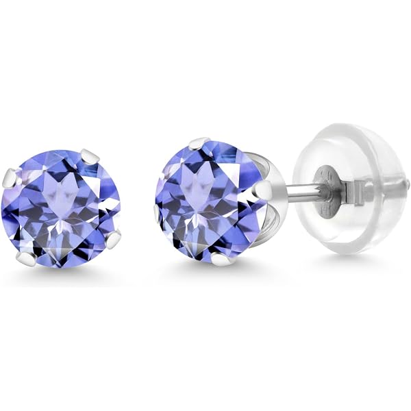 Boucles D'oreilles Argent Massif 925 - Tanzanite Et Zircons, Poinçonnées, Neuves Sans Emballage