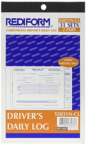 Rediform Driver's Daily Log Book, Carbonless, 5.375 x 8.75 Inches, 31 Duplicates (S5031NCL), White/Yellow
