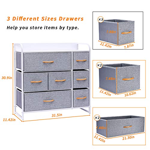 Kamiler 7 Drawer Dresser,3Tier Storage Organizer,Chest of Drawers for