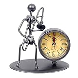 Classic Vintage Old Fashion Iron Art Musician Clock Figure Ornament For Home Office Desk Decoration Gift (C66 Trombone)