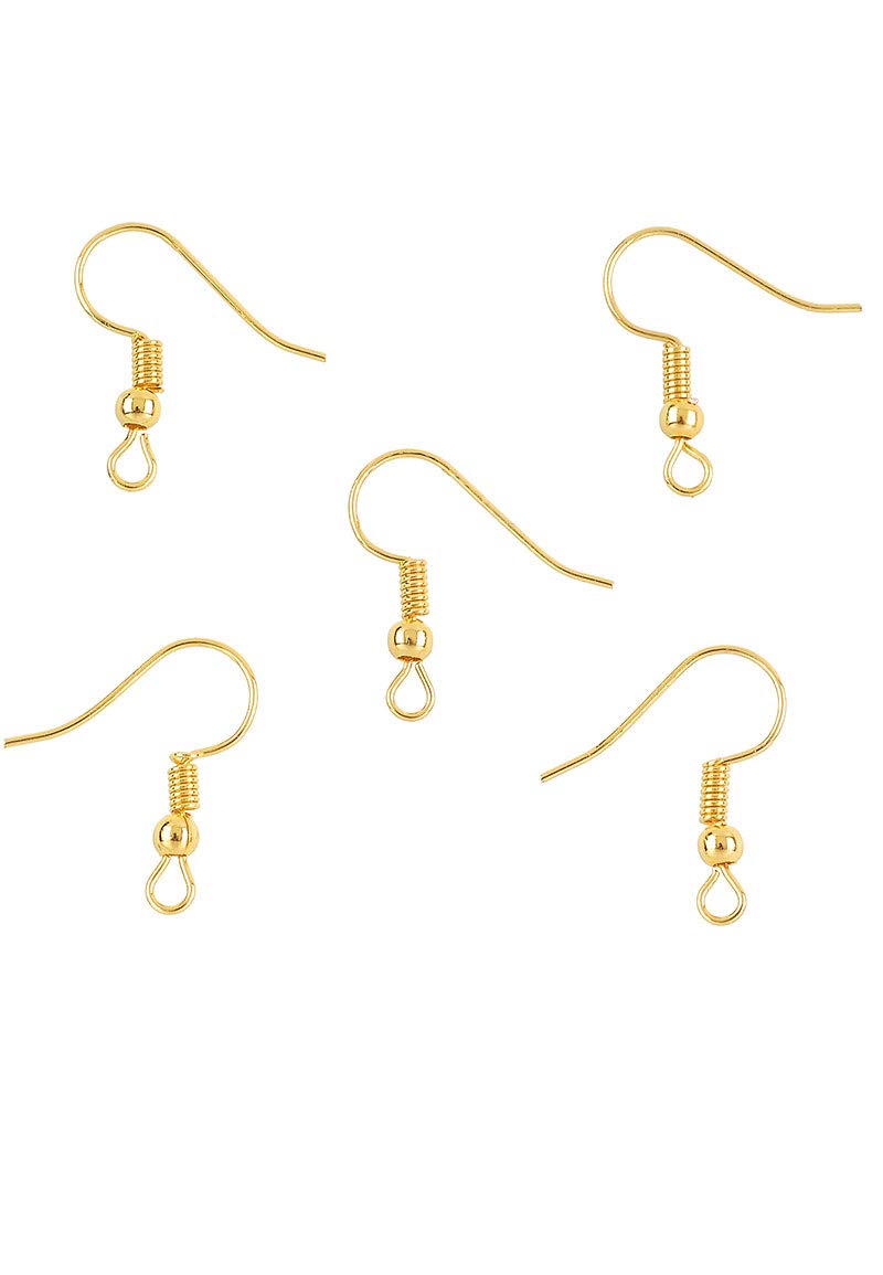 Angel Malone (100 (50 Pairs) of Earring Hooks with Ball, Jewellery Making Findings - UK Seller (Gold Plated)