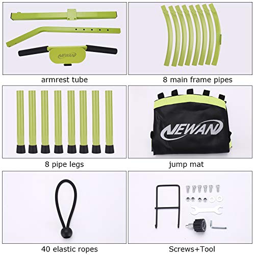 Newan 48" Silent Trampoline with Adjustable Handle Bar, Fitness Trampoline Bungee Rebounder Jumping Cardio Trainer Workout for Adults - Max Limit 330 lbs