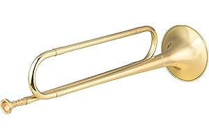 Brass Bugle Cavalry Horn with Mouthpiece Musical Instrument for Beginners School Band Orchestra Gold-Plated Trumpet Good Mate