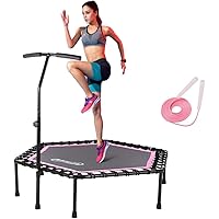 Newan 48'' Fitness Trampoline with Adjustable Handle Bar, Silent Trampoline Bungee Rebounder Jumping Cardio Trainer Workout f