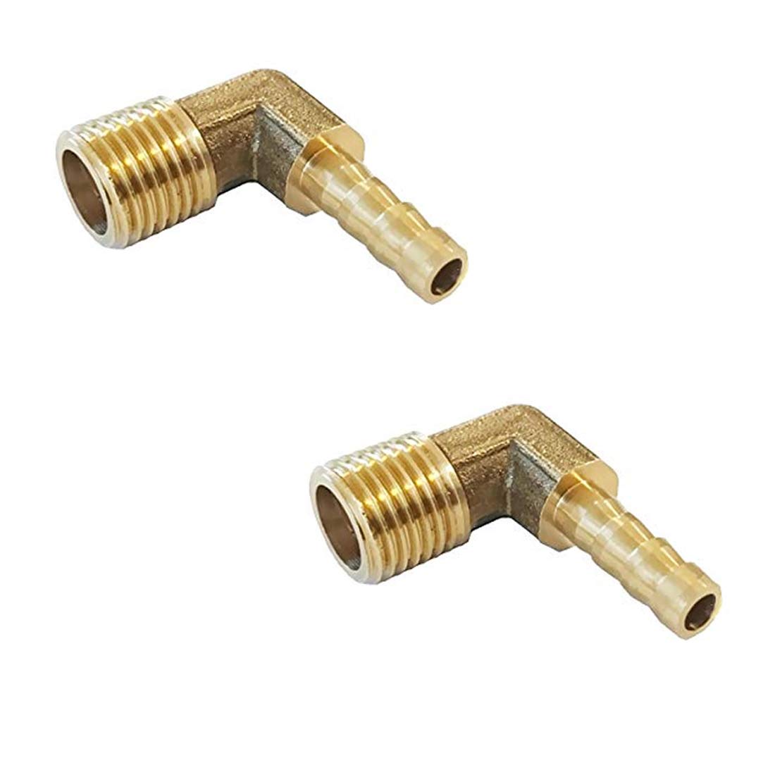 VEDA 2pecs 90 Degree Elbow 8mm to 1/4" BSP Thread Solid Brass Hose Tail Connector Barbed to BSP Male Thread. Pond/Pool/Hose Pipe Adapters