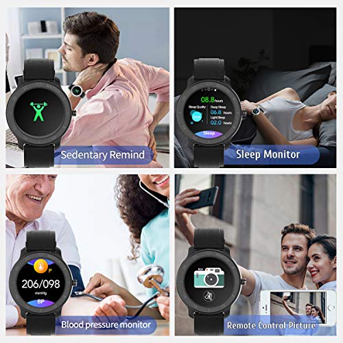 MAXTOP Smart Watch Android Compatible with iPhone Samsung, Bluetooth Android Smart Watches Waterproof, Smartwatch iPhone Fitness Activity Tracker with Monitor Heart Rate Sleep for Women Men (Black)