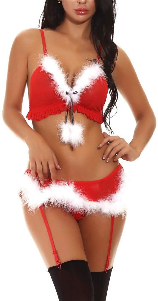 LeaLac Women's Valentine's Day Lingerie Red Babydoll Set Chemises Outfit Lace Sleepwear