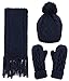 ANDORRA 3 in 1 Women Soft Warm Thick Cable Knitted Hat Scarf & Gloves Winter Set