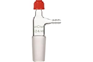 FunChem Glass Inlet Thermometer Adapter 24/40 with Side Serrated Hose Connection and Compression Screw Cap