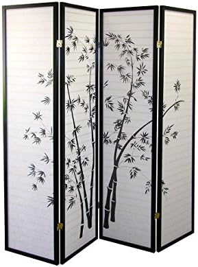 OREFurniture International 4-Panel Room Divider, Bamboo