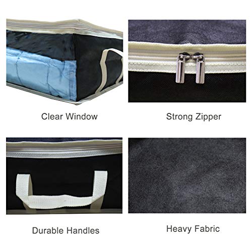 YOOFAN Clothes Blanket Storage Bag, Household Home Organizers Tidy up Closets, Blankets, Shelves, Heavy Fabric Create Extra Storage Space with Clear Window, Anti-Mold (2Pcs)