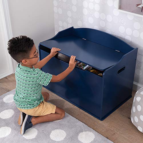 KidKraft Austin Wooden Toy Box/Bench with Safety Hinged Lid Blueberry