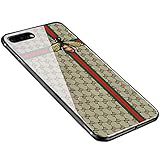 Weiduka iPhone 7 Plus Case, iPhone 8 Plus Case, TPU + Crystal Steel Tempering Glass Floral Pattern Painted Bumper Protective Phone Case for iPhone 8 Plus/iPhone 7 Plus (Bee Lattice Light)