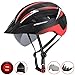 Bike Helmet Men Women, Basecamp Bicycle Helmet with USB Rare Light&Magnetic Goggles&Sun Visor&Carry Bag Cycling Helmet Bc-023 Adjustable Size for Adult Road