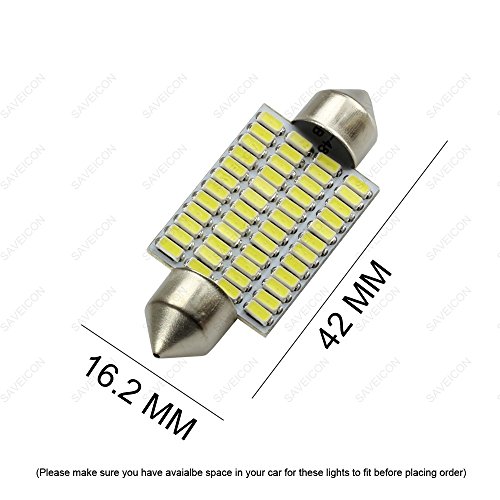 SAWE - Extremely Bright 42MM 1.72" 3014 48-SMD Festoon Dome Map Interior LED Light Bulbs Lamp For 211-2 212-2 569 578 (4 pieces) (White)