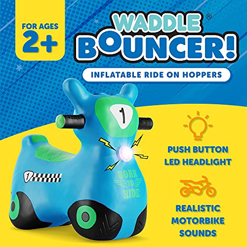 WADDLE Bouncy Hopper Inflatable Hopping Animal Scooter, Indoors and