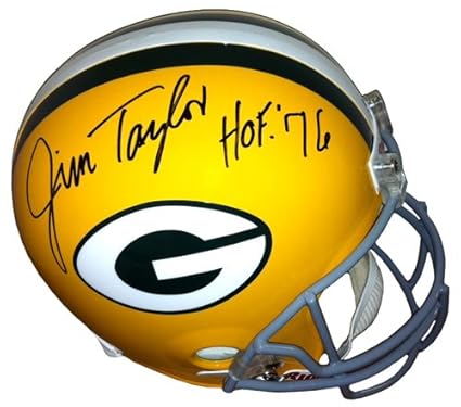Fanatics Authentic Certified Jim Taylor Green Bay Packers Autographed Riddell Throwback Replica Helmet Withhof Inscription