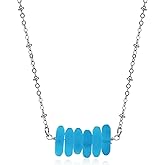 Teppdfann Sea Glass Beaded Necklace for Women – Handcrafted Beach Necklace with Blue Beads, Beach Jewelry Featuring Sea Glass for Summer Vacation