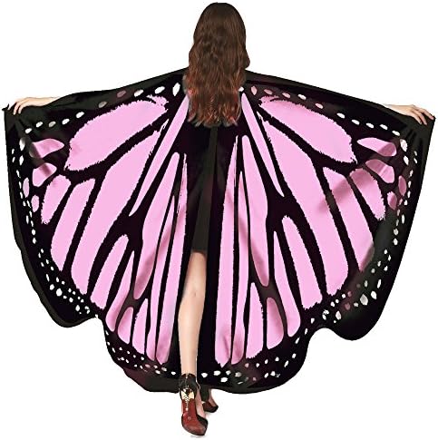 TWIFER Women Christmas Butterfly Wings Shawl Scarves Holiday Party Ladies Nymph Pixie Poncho Costume Accessory Pink