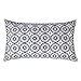 Slow Cow Linen Embroidered Lumbar Cushion Cover Pillowcase Geometric Pattern Designs Rectangular Throw Pillow Cover 12 x 20 Inches Navy Blue