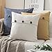 Phantoscope Farmhouse Throw Pillow Covers Triple Button Vintage Linen Solid Decorative Pillow Cover for Couch Bed and Chair Off White, 18 x 18 inches 45 x 45 cm, Pack of 2