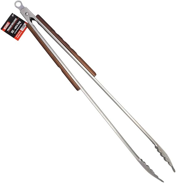 CAGO Premium XXL Grillzange extra lang 56 cm Edelstahl Holz Zange BBQ