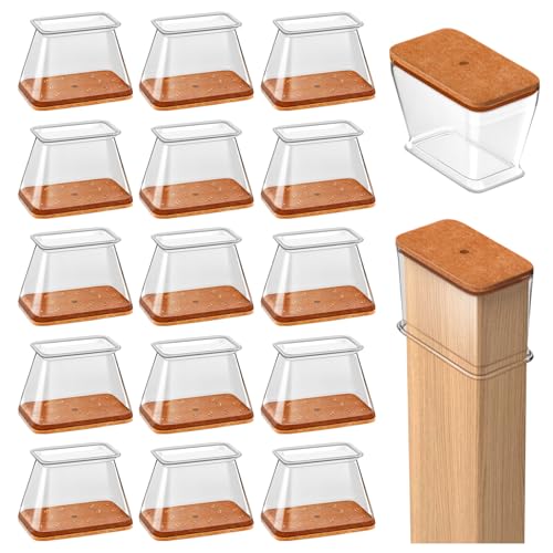 16 Pieces Rectangle Chair Pads Furniture Leg Felt Pads Hardwood Chair Caps Protect Floor from Anti-Scratch Noise (Fit Length 28-38mm, Width 19-25mm)