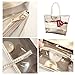 Zicac Waterproof Semi-clear Tote Bags Stripe PVC Shoulder Bag with Pouch (Gold)