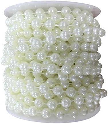 SuZhi Acrylic Pearl Bead Roll DIY Party Wedding Centerpiece Décor by 8mm 32.8 Feet (Beige)