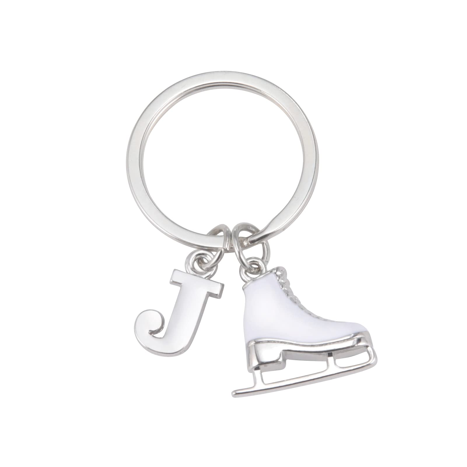 LIKGREAT Ice Skate Keychain Figure Skating Keychains Initial Ice Skating Charm Keyring Handbag Decoration, J, Medium — image 1