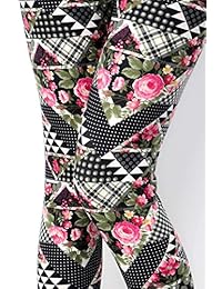 Leggings de piel de melocotón cepillada (92% poliéster, 8% elastano, hermosos patrones, talla única)