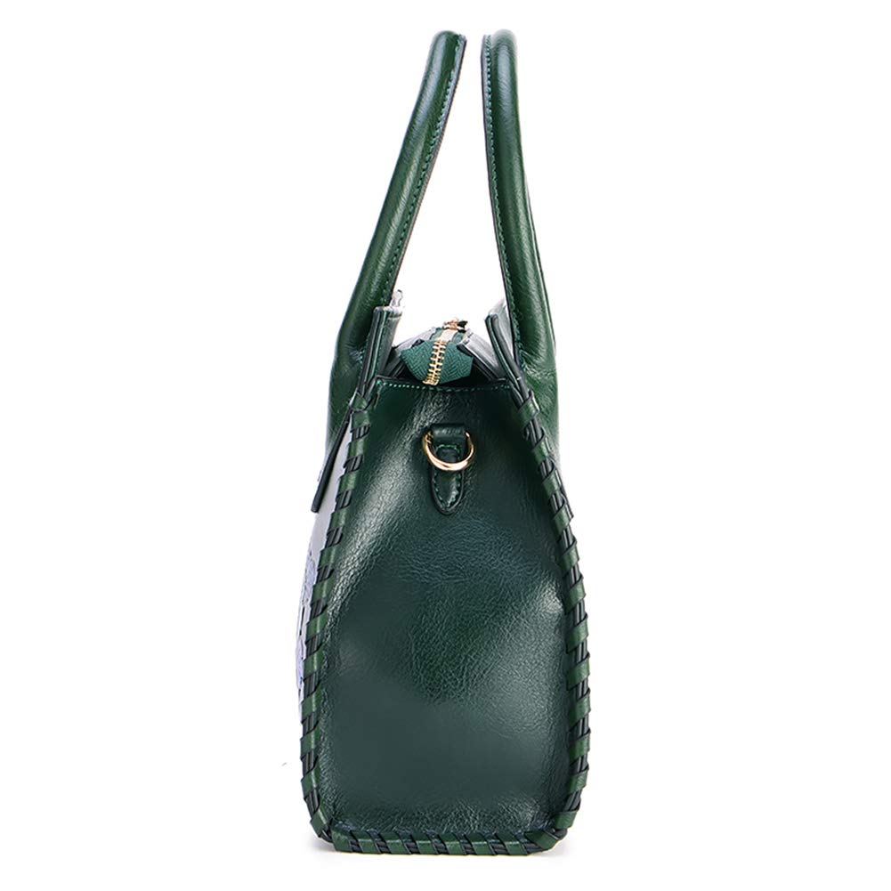 Ruiatoo Women Handbags Classic Peony Top Handle Bag PU Leather Satchel Bags for Women Green