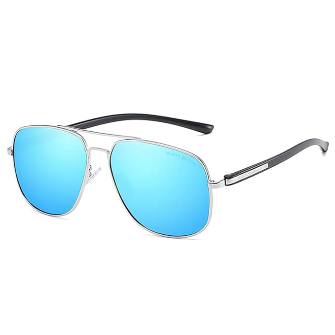 Buy Polarized Sunglasses Aviator Sunglasses for Men (Silver Frame/blue