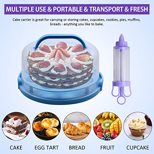 10" Cake Carrier with Handle and Cupcake Injector Icing Gun, Cake Cupcake Holder Container with