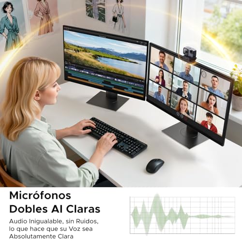 UGREEN Webcam 4K Streaming AI para PC Enfoque Automático PDAF,HD 4K 30FPS con Micrófono Cancelación de Ruido,Cámara Web Campo de Visión 79°, Adaptador USB-A y USB-C para Streaming, Conferencia y Zoom