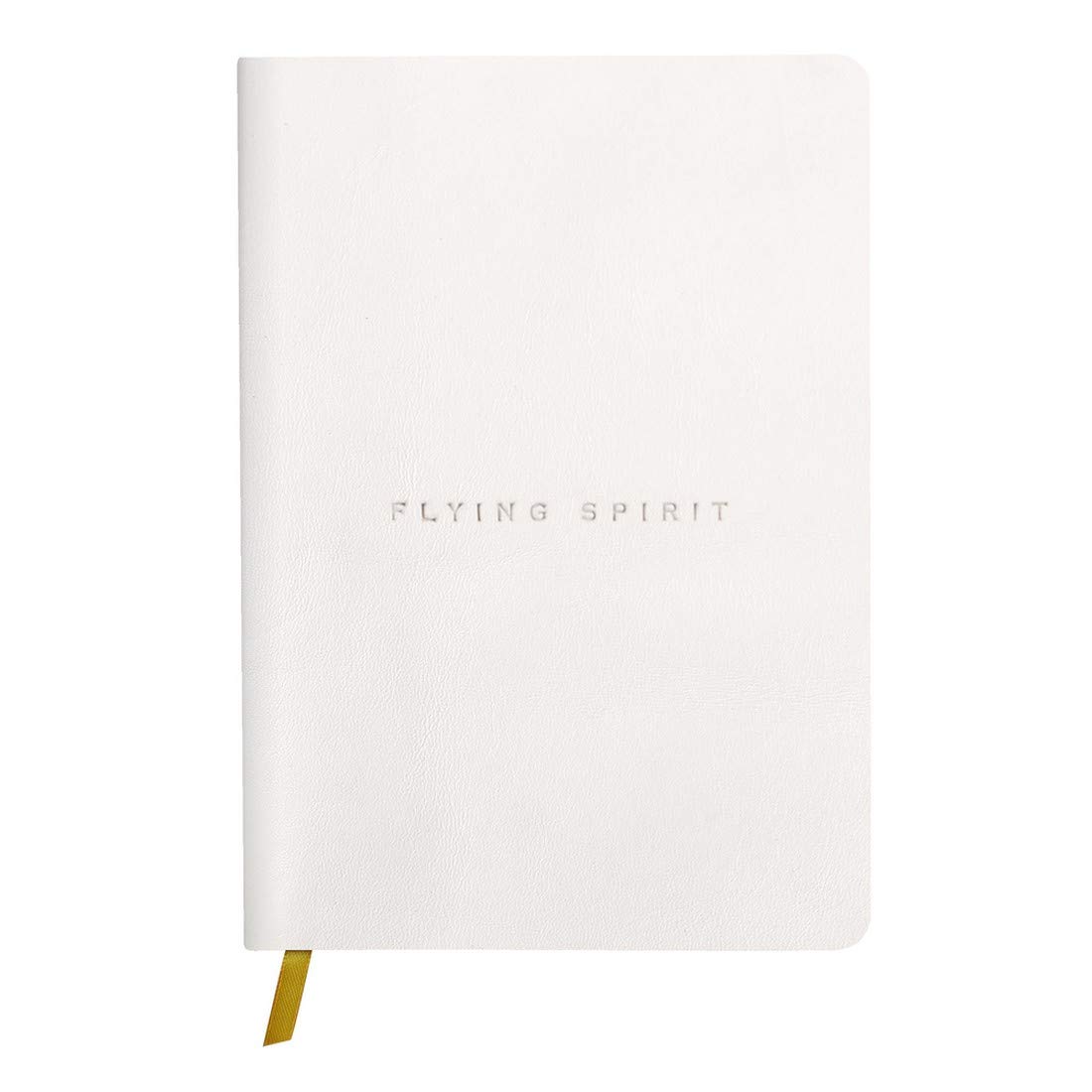 Clairefontaine 104946C - A Flying Spirit thread-stitched paperback notebook 180 ivory pages 14.8 x 21 cm 90 g lined, smooth lambskin leather cover, White