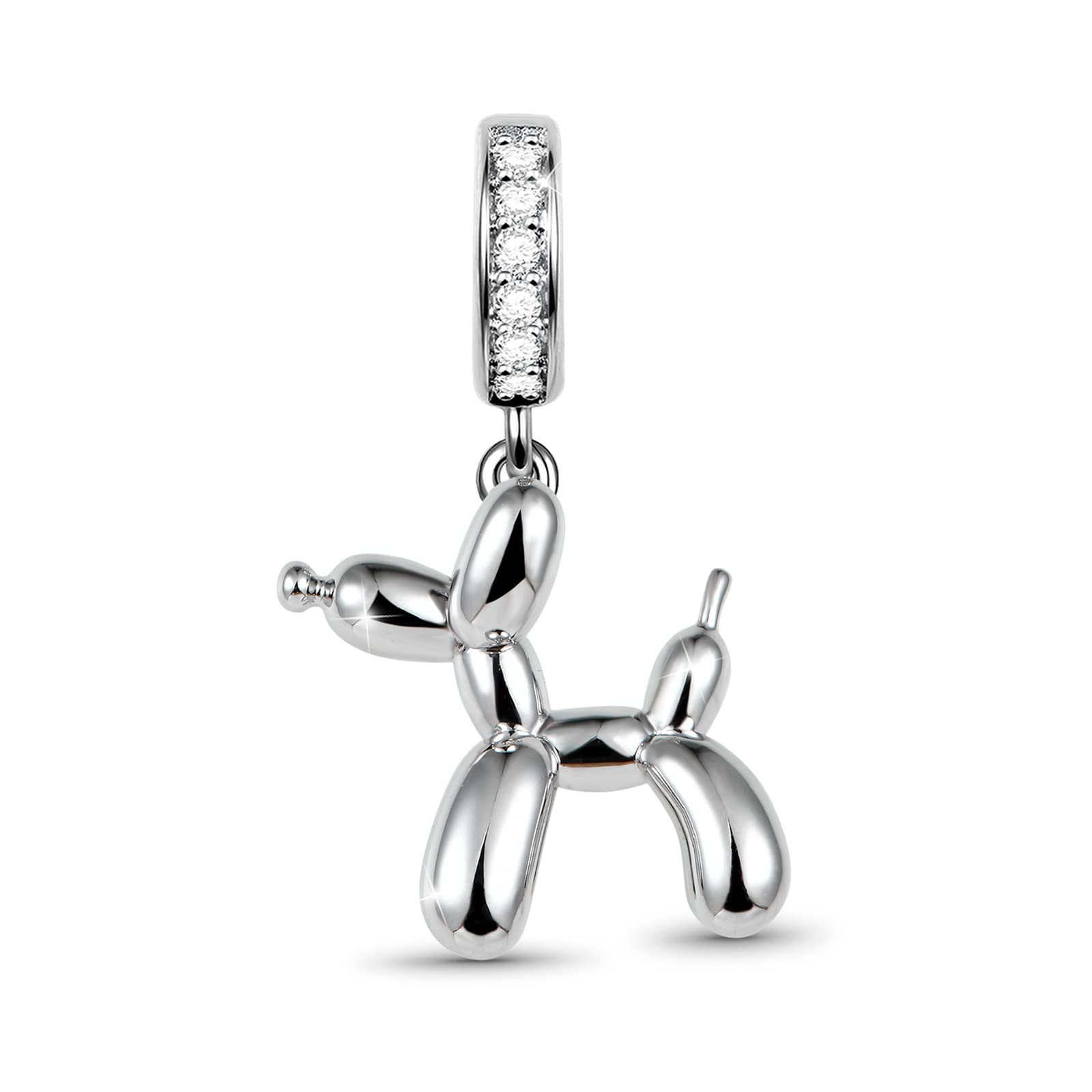 GNOCE Balloon Puppy Charm Pendant 925 Sterling Silver Play with Me Finely Polished Dangle Charm Fit for Bracelet/Necklace Christmas Charm Gifts for Wife Daughter