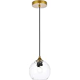 Living District Cashel 1-Light Mid-Century Metal Pendant in Brass/Clear Finish