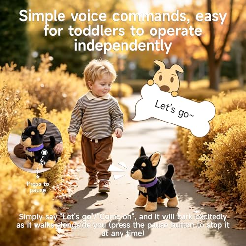 TUMAMA Electric Voice-Activated Control Toy Dog, Interactive Walking Barking Puppy Toy, Soft Fluffy Stuffed Dog, Perfect Festival Birthday Gift for Kids