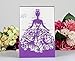 PONATIA 25PCS Laser Cut Wedding Invitation Card Hollow Bride Invitations Cards for Wedding Bridal Invitation Engagement Invitation Cards (Purple)
