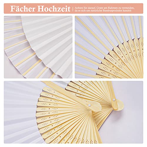 ZOOI Wedding Fans, Pack of 18 White Hand Fans, Wedding Decoration, Folding Fans, Guest Gift, Fecher, Summer Wedding, Wedding Decoration, Hand Fan, Asian Decoration for Birthday Party, Wedding, Wall Decoration