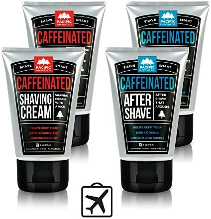 Caffeinated Shaving Set 4 Pieces - Caffeinated Shaving Cream, 2 Units | Caffeinated Aftershave, 2 Units