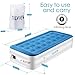 TILVIEW Twin Size Air Mattress Raised Air Bed Blow Up Elevated Inflatable Airbed with Built-in Electric Pump, Storage Bag and Repair Patches Included, Max Height 18.5 Inch, Blue, 2-Year Guarantee