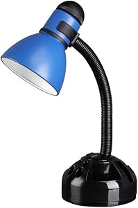 Aspen Creative 40041-3, 1-Light High Organizer Desk Lamp with Metal Lamp Shade and Rotary Switch, Modern Design in Black & Blue, 19" High