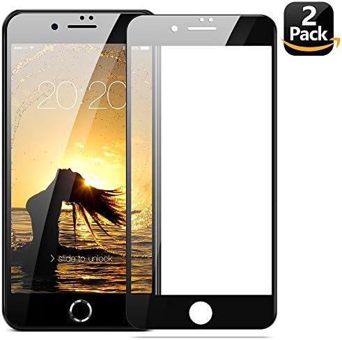 Eakase iPhone 7 8 Screen Protector, [2 Pack] Tempered Glass with Soft PET Frame 3D Full Coverage Anti-Scratch HD Clear Screen Protector Film for Apple iPhone 7 8 4.7 Inch (Black)