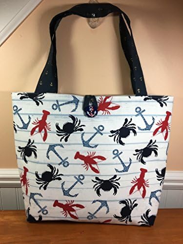 Nautical Nylon Lined Beach Tote Bag, Pool Bag, Wet Bag